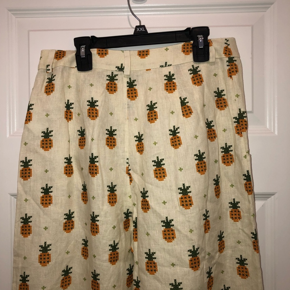 New Farm Rio x Anthropologie Linen Pineapple Resort Pants Trousers sz S - Picture 7 of 8